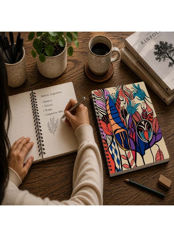 PAPERWORK Abstract Garden Notebook A5 Lined 160 Pages for School & Student Notes - Image 4