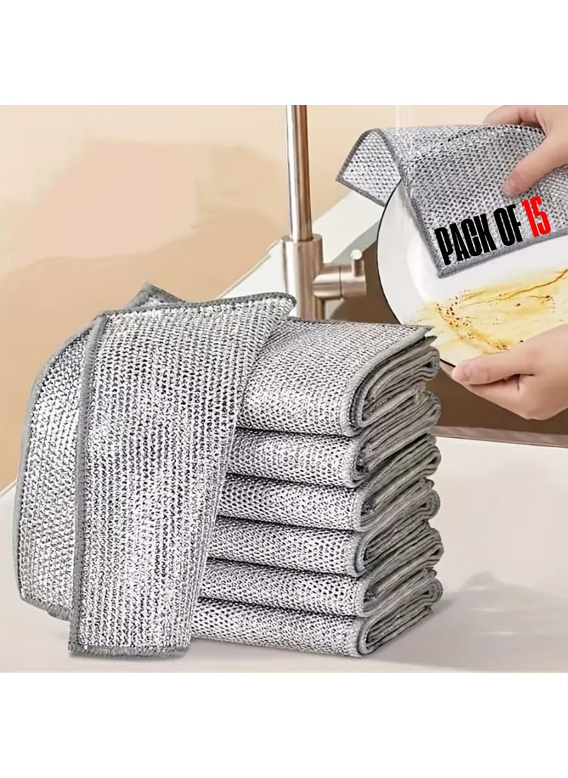 XTEND Xtend Multipurpose Wire Dishwashing Rags Non-Scratch Stainless Steel Scrubbers for Wet & Dry Cleaning | Reusable, Durable, Easy Rinsing | Ideal for Dishes, Sinks & Counters (Pack of 15)  - Image 1