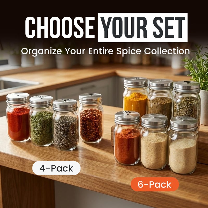 ByteX Stainless Steel Adjustable Spice Lid for Mason Jar (Regular Mouth, 4 Pack) - Image 5