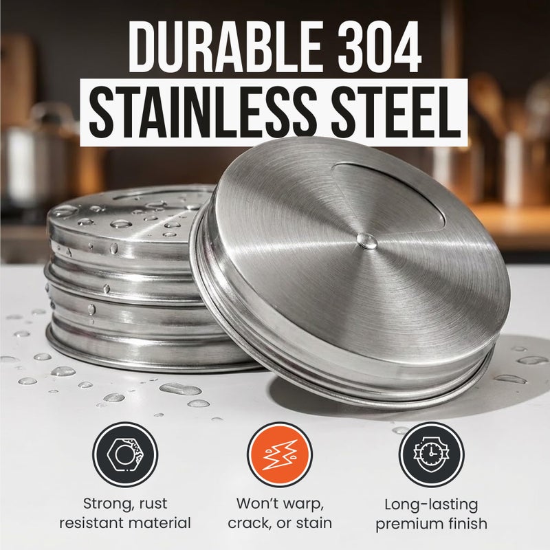 ByteX Stainless Steel Adjustable Spice Lid for Mason Jar (Regular Mouth, 4 Pack) - Image 4
