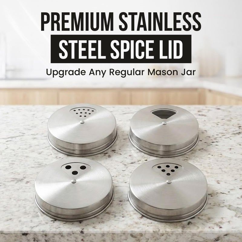 ByteX Stainless Steel Adjustable Spice Lid for Mason Jar (Regular Mouth, 4 Pack) - Image 2