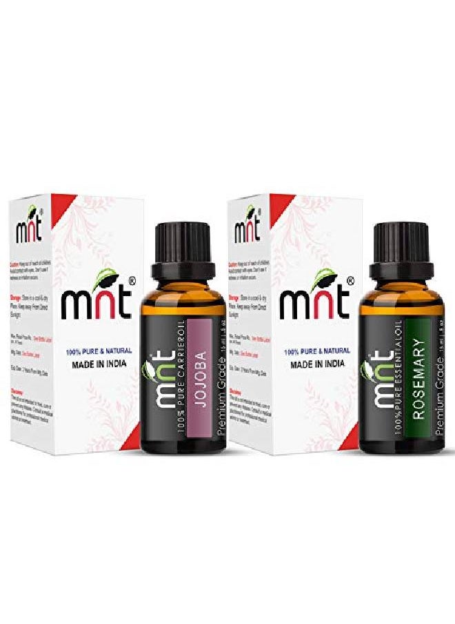 MNT - Combo of Jojoba Oil and Rosemary Oil for Hair Growth Skin care (Each 15ML) 100% Pure l Oil - Image 1