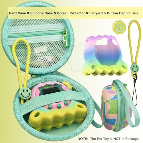JCHPINE Hard Case and Silicone Cover for Tamagotchi Paradise Electronic Pet Protective Cases for Tamagotchi Paradise with Screen Protector and Lanyard Rainbow - Image 5