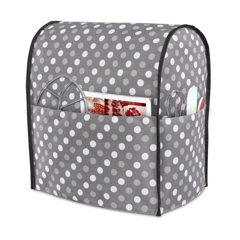 LUXJA Luxja Dust Cover Compatible with 68 Quart Stand Mixer Cloth Cover with Pockets for Stand Mixer and Extra Accessories Compatible with 68 Quart Stand Mixer Gray Dots 