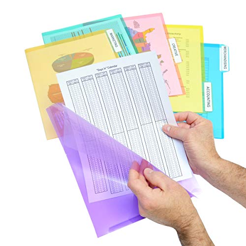 Ultimate Office PocketFile Clear Poly Document Folder Project Pockets, 3rd-Cut, Letter Size, in 6 Assorted Colors, Set of 18 - Image 1