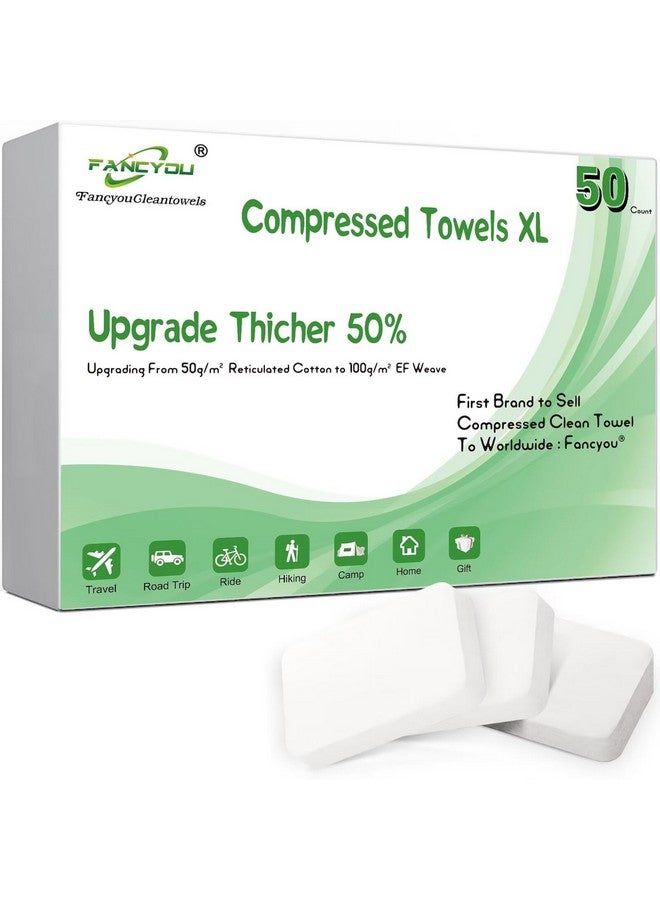 Fancyou Compressed Disposable Face Towel Large,Soft Facial Cleansing Cloths Towelettes,Thicken Washcloth Compact Portable Wash Cotton Wipes Tablets for Beauty Salon,Personal Care,Travel(50PCS Green) - Image 1
