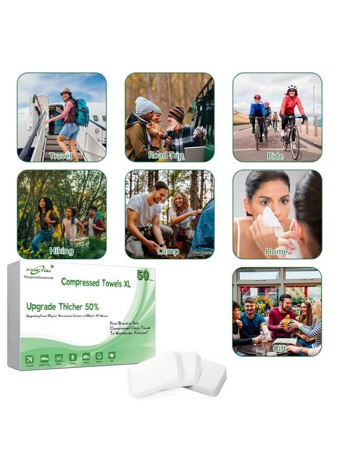 Fancyou Compressed Disposable Face Towel Large,Soft Facial Cleansing Cloths Towelettes,Thicken Washcloth Compact Portable Wash Cotton Wipes Tablets for Beauty Salon,Personal Care,Travel(50PCS Green) - Image 5