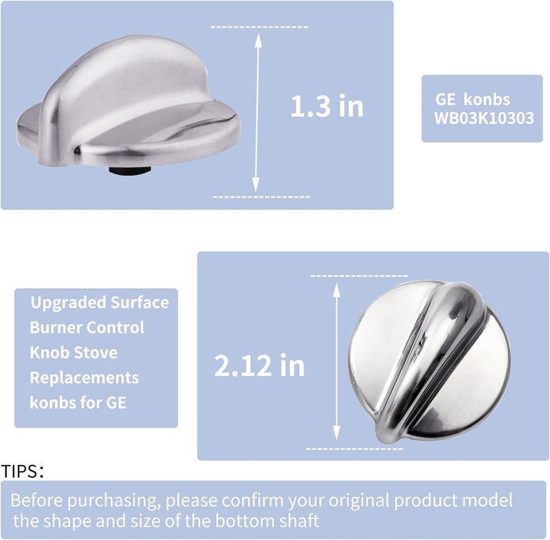 Monkemon 5 Packs WB03K10303 Profile Stove Cooktop Oven Rang Knob Replacements for GE,Stove knob Part WB03K10208,AP4980246, 1810427, AH3486484 - Image 3