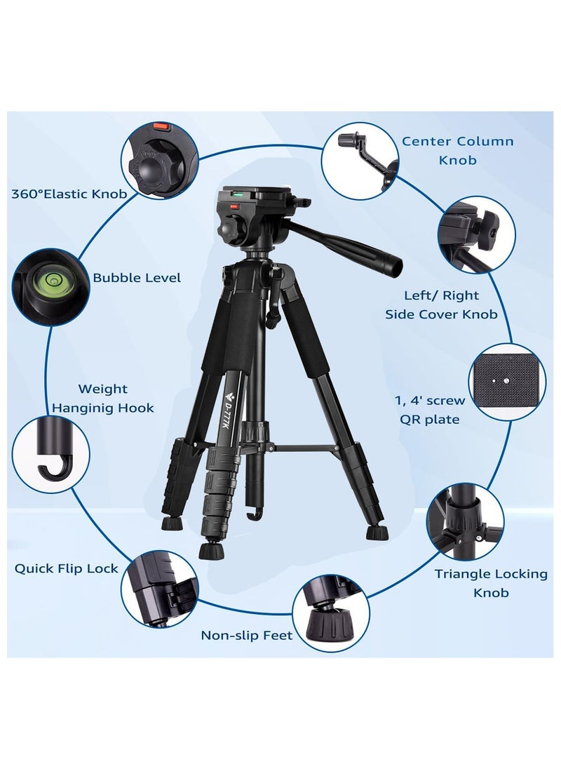 Generic Tripod,Camera Tripods 70" Tripod Stand with Travel Bag for Photography/Video Recording, Professional Heavy Duty Tripod with Phone Holder for DSLR/SLR/DV/Projector/Phone  - Image 3