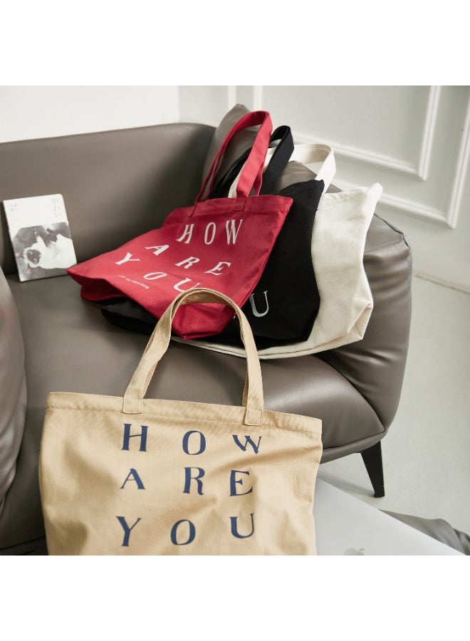 Letter Printed Angled Zipper Tote Bag – Stylish Canvas Shoulder Bag with Secure Zip Closure, Durable & Reusable Shopping Handbag – Available in 3 Different Colors for Daily Use & Travel - Image 3