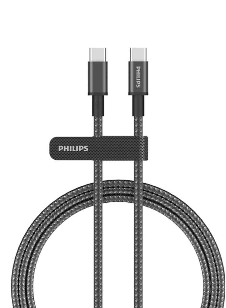 Philips USB-C to USB-C Cable 1m 60W PD (DLC5030C/00) – Fast Charging & Data Sync, Braided Design – Black - Image 1