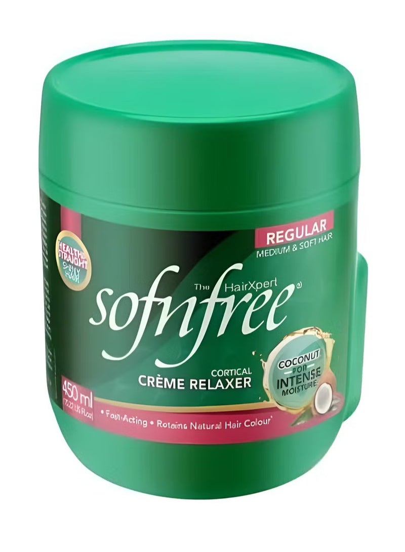 سوفن فري Cortical Crème Relaxer - Regular (450ml) | For Medium & Soft Hair with Coconut