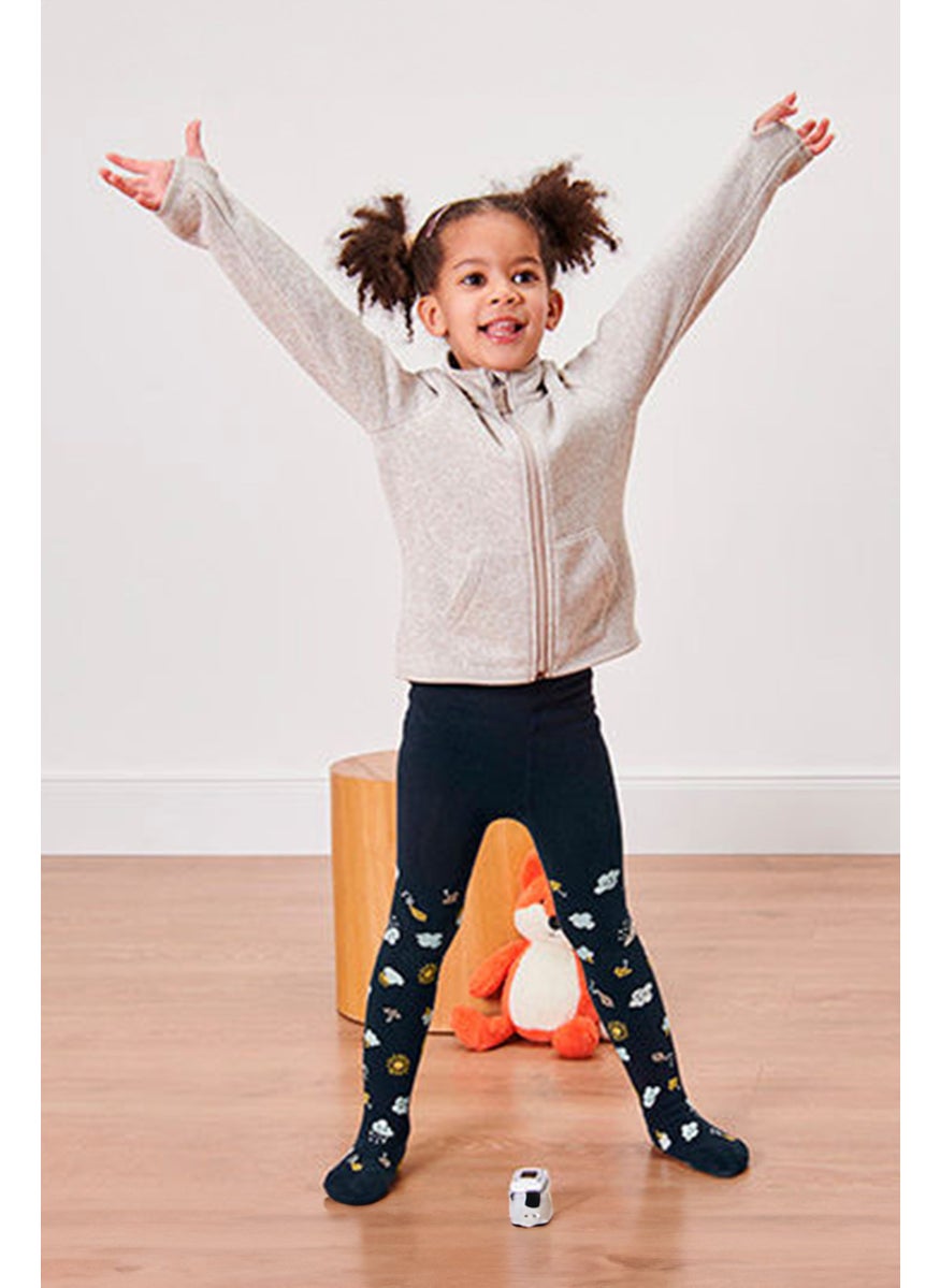 Tchibo Toddlers Girl 2 Pairs Printed Tights, Navy Combo  - Image 1