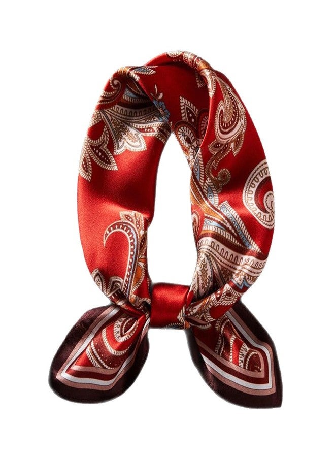 Aufeel 100% Real Mulberry Silk Women Small Square Neck Scarfs 21" Lightweight Headscarf Printed Neckerchief Gift Packed, Wine Red, S - Image 1