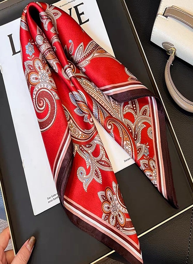 Aufeel 100% Real Mulberry Silk Women Small Square Neck Scarfs 21" Lightweight Headscarf Printed Neckerchief Gift Packed, Wine Red, S - Image 5