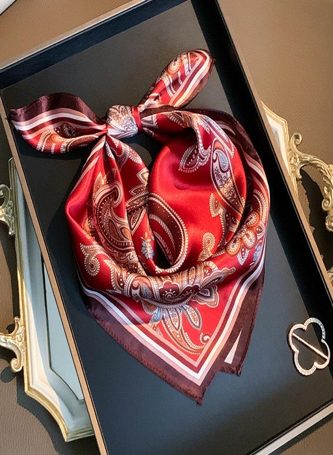 Aufeel 100% Real Mulberry Silk Women Small Square Neck Scarfs 21" Lightweight Headscarf Printed Neckerchief Gift Packed, Wine Red, S - Image 3
