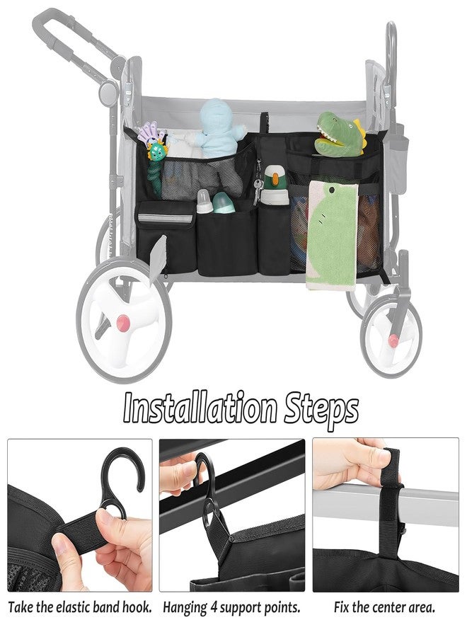 ORKELS Stroller Wagon Cargo Net, Compatible with WONDERFOLD All W-Series Models, Stroller Wagon Accessories Organizer with Multi-Pockets, Large Capacity Cargo Storage Net, Black - Image 5