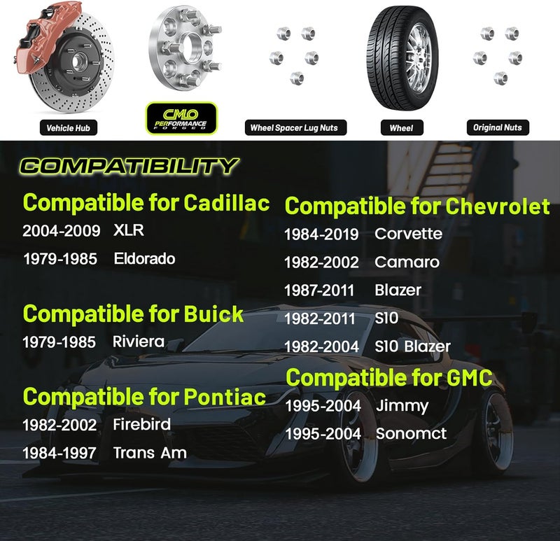 Customadeonly 15mm Wheel Spacers Hubcentric 5x4.75 for Chevy Camaro, Corvette, Blazer, S10, Pontiac Firebird, Trans Am (2pc 70.3mm M12x1.5) - Image 2