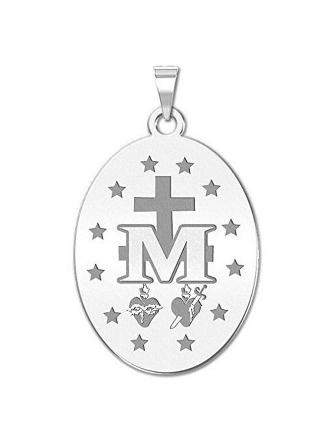 PicturesOnGold.com Miraculous Medal Oval Pendant - 3/4 Inch X 1 Inch- Sterling Silver  - Image 2