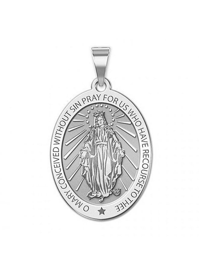 PicturesOnGold.com Miraculous Medal Oval Pendant - 3/4 Inch X 1 Inch- Sterling Silver  - Image 1