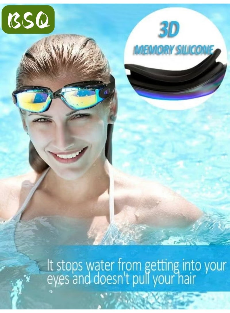 BSQ 5-in-1 Anti-Fog Swim Goggle Set — Includes Swim Cap, Earplugs, Nose Clip, and Leak-Proof Goggles | Effective UV Protection | Crystal-Clear Vision | 180° Panoramic View | Unisex - Image 2