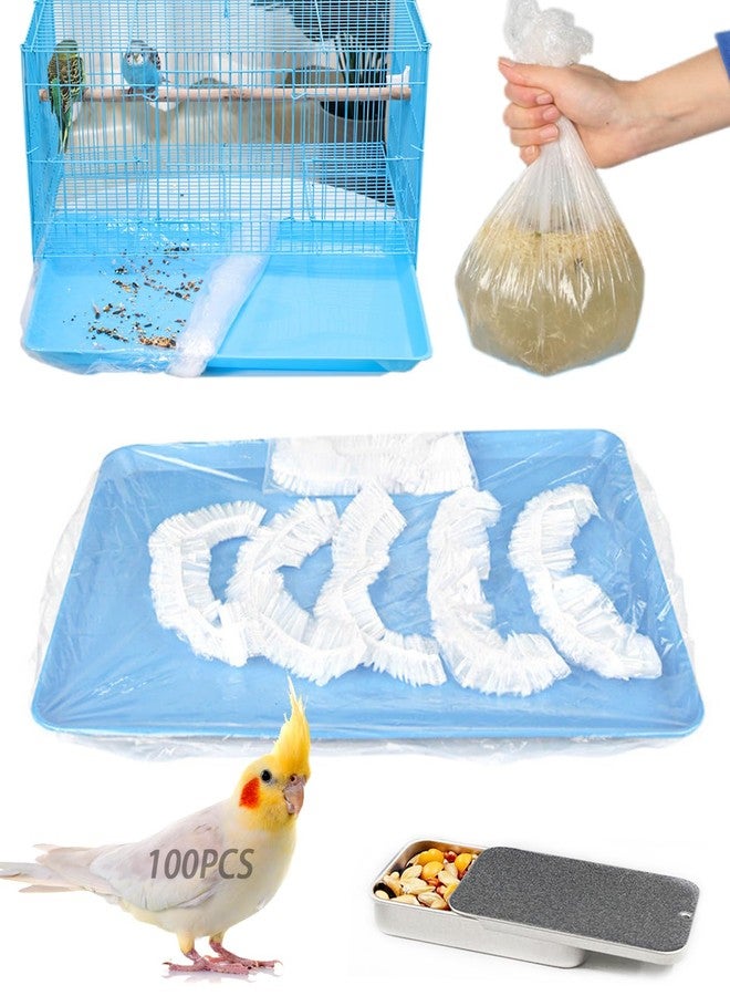 Niwaes Disposable Bird Cage Liners - Clear Plastic Parakeet Liner Bags - 100 Pcs Universal Film for Finches, Canaries, Cockatiels - Image 1