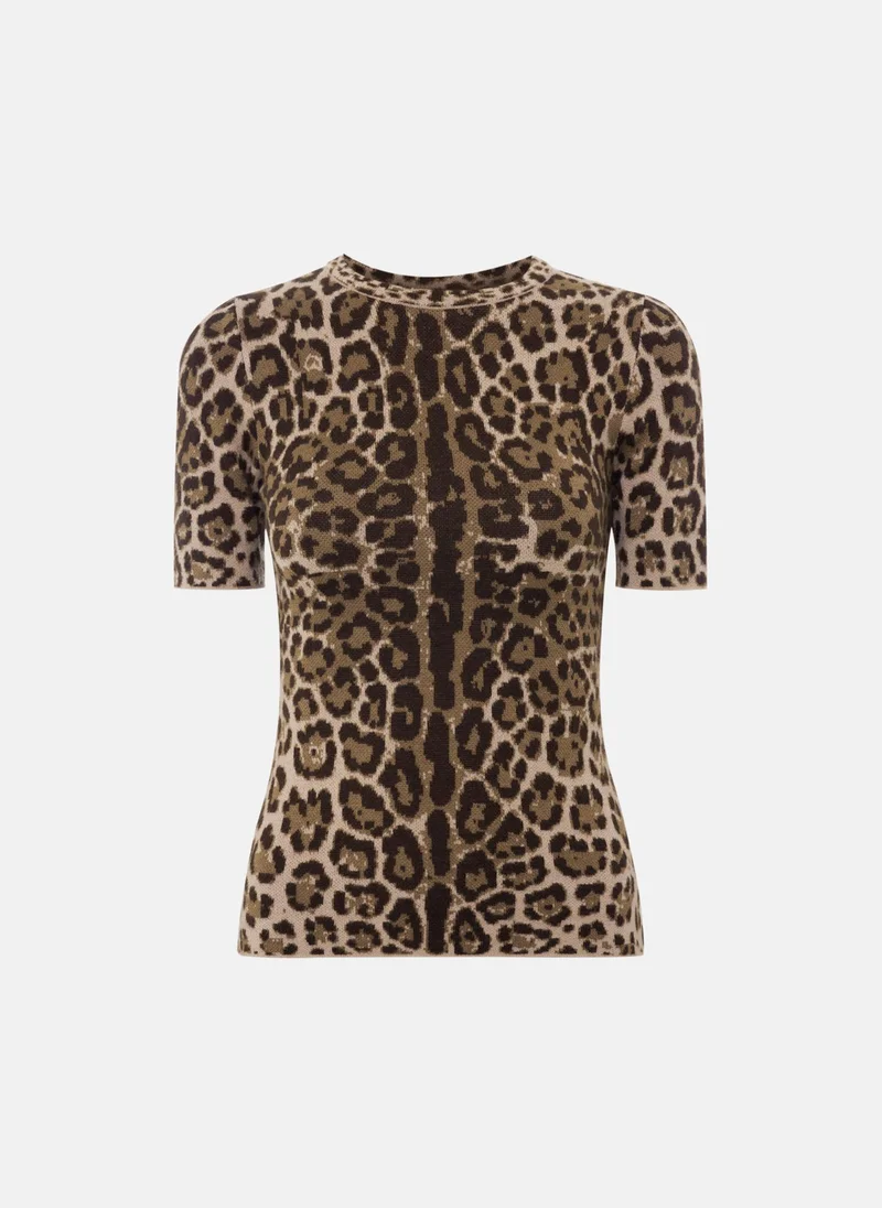 ليتشي بلوزة جيرسي بطبعة جلد النمر