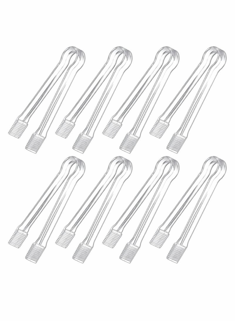 NIBEMINENT Plastic Buffet Serving Tongs, 8 Pcs Mini Clear Kitchen Tongs 6.3 Inch Small Ice for Tea and Coffee, Party Catering, Appetizers, Salad, Desserts, Sandwich, Barbecue - Image 1