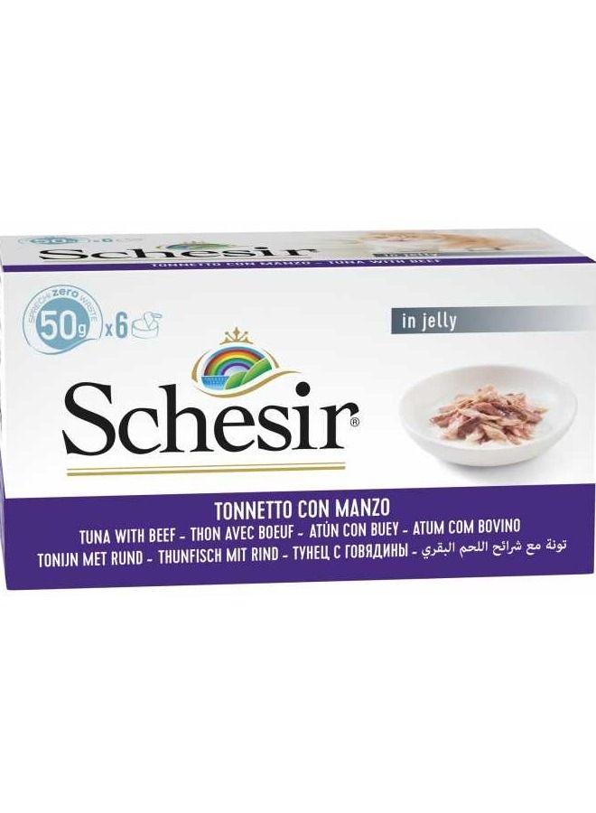 Schesir Multipack Can Tuna With Beef Wet Food For Cats 6X50G - Image 1