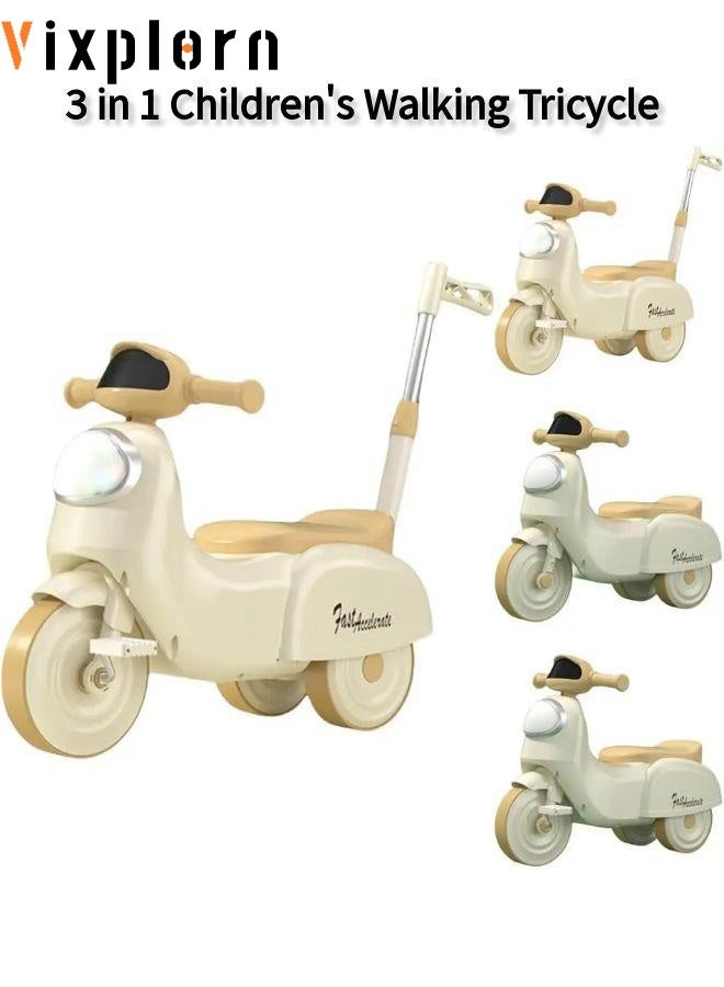 Vixplorn Ride-on Toys Kids Trike Kids Tricycles with Push Handle Baby Balance Bike Rideable and Pushable Toddler Bike with Parent Handle for 2-6 Years Old Toddlers Trike with Music&Light and Wheels Foot Pedal Riding Gift  - Image 1