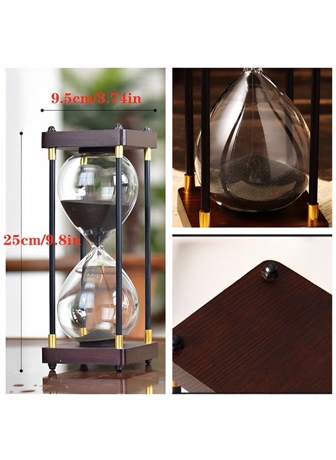 Beauenty - Large Color Hourglass Timer 30 Minute,Large Sand Timer,Vintage Wooden Decorative Hour Glass Timer,Modern Home Kitchen Office Decoration Hourglass Clock(Black) - Image 1