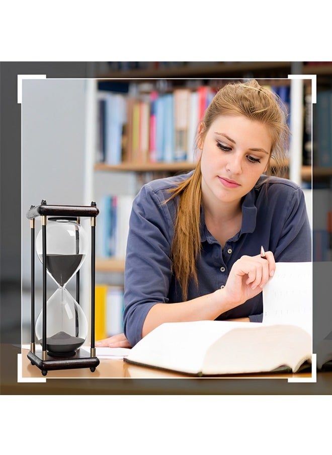 Beauenty - Large Color Hourglass Timer 30 Minute,Large Sand Timer,Vintage Wooden Decorative Hour Glass Timer,Modern Home Kitchen Office Decoration Hourglass Clock(Black) - Image 1