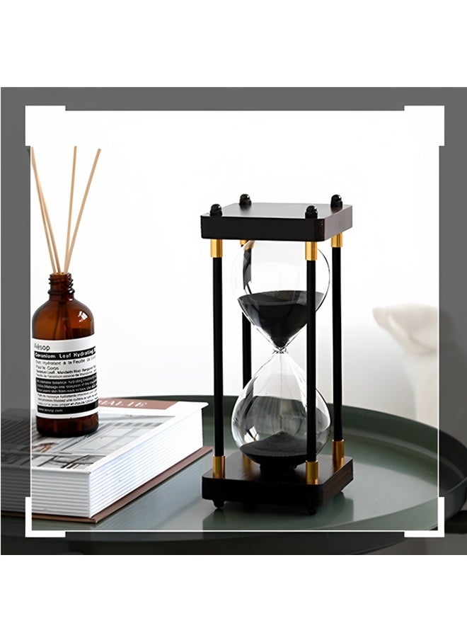 Beauenty - Large Color Hourglass Timer 30 Minute,Large Sand Timer,Vintage Wooden Decorative Hour Glass Timer,Modern Home Kitchen Office Decoration Hourglass Clock(Black) - Image 1