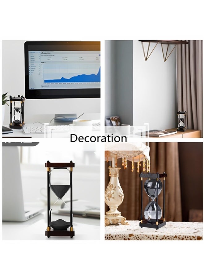 Beauenty - Large Color Hourglass Timer 30 Minute,Large Sand Timer,Vintage Wooden Decorative Hour Glass Timer,Modern Home Kitchen Office Decoration Hourglass Clock(Black) - Image 1