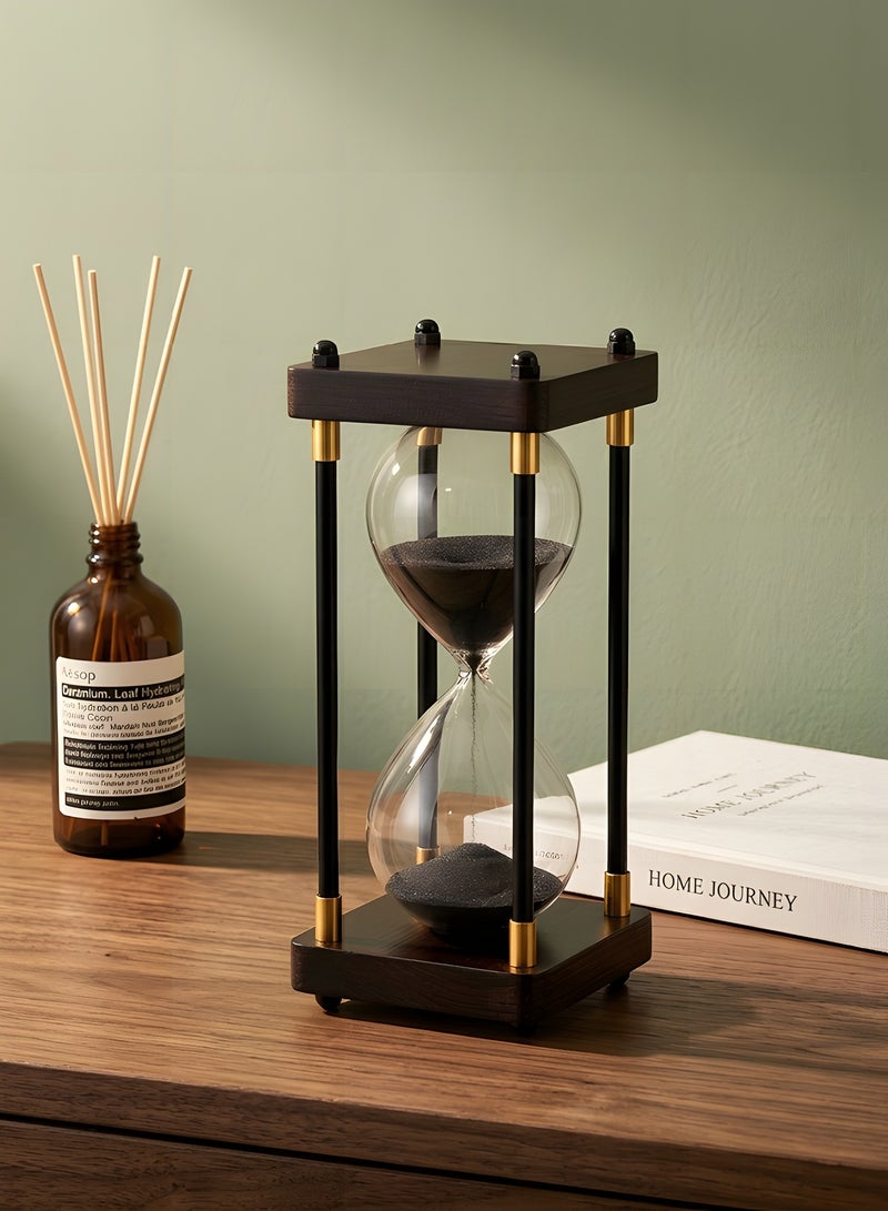 Beauenty Large Color Hourglass Timer 30 Minute,Large Sand Timer,Vintage Wooden Decorative Hour Glass Timer,Modern Home Kitchen Office Decoration Hourglass Clock(Black) - Image 2