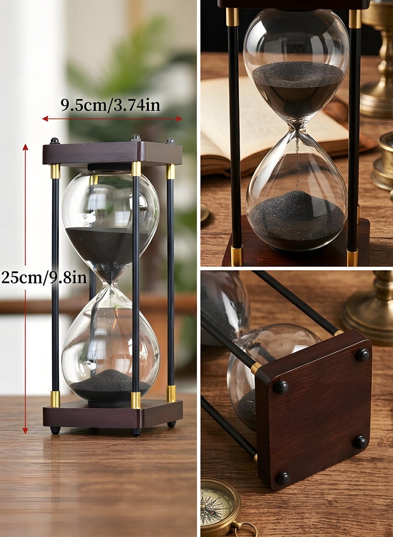 Beauenty Large Color Hourglass Timer 30 Minute,Large Sand Timer,Vintage Wooden Decorative Hour Glass Timer,Modern Home Kitchen Office Decoration Hourglass Clock(Black) - Image 4