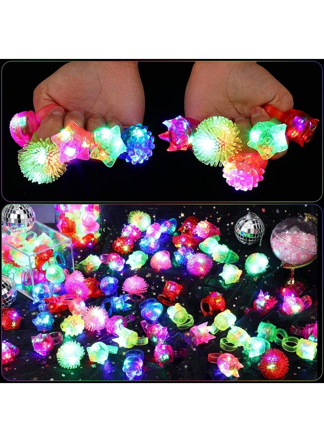 Vinsot 108 Pcs Glow Up Party Favors Led Light Up Rings Flashing Bumpy Jelly Rings Blinking Neon Rave Rubber Rings For Event Raves Glow In The Dark Party Gift - Image 4