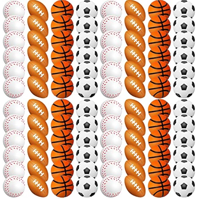 Jerify 120 Pieces Small Sports Balls Mini Foam Soccer Ball, Basketball, Football, Baseball Stress Balls for Anxiety Relief Sports Themed Birthday Party Supplies Game Prizes Stocking Stuffers - Image 1