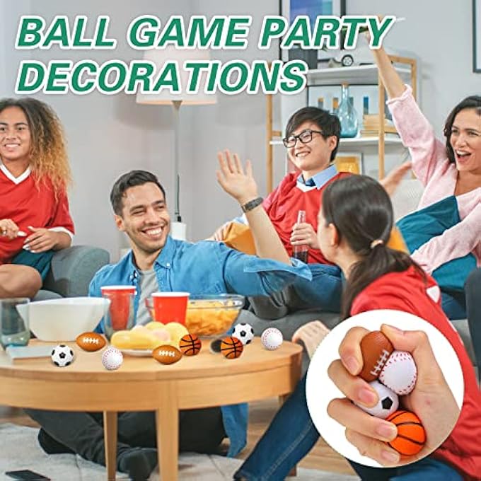 Jerify 120 Pieces Small Sports Balls Mini Foam Soccer Ball, Basketball, Football, Baseball Stress Balls for Anxiety Relief Sports Themed Birthday Party Supplies Game Prizes Stocking Stuffers - Image 3