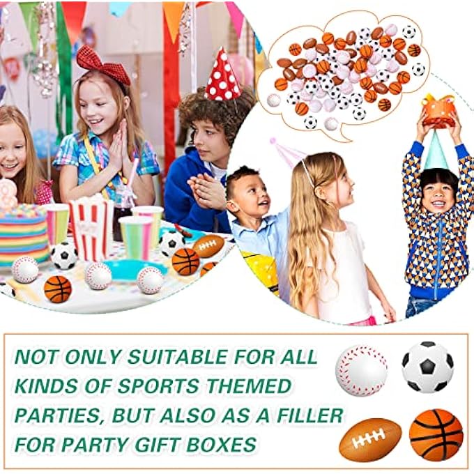 Jerify 120 Pieces Small Sports Balls Mini Foam Soccer Ball, Basketball, Football, Baseball Stress Balls for Anxiety Relief Sports Themed Birthday Party Supplies Game Prizes Stocking Stuffers - Image 4