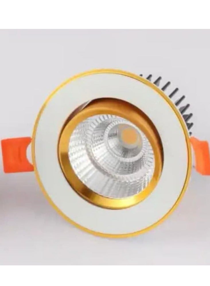 Spotlight base size 7 cm 7 watt LED yellow light gold frame COB  - Image 2