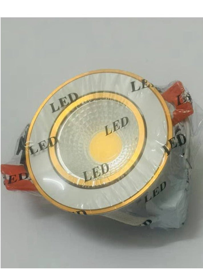 Spotlight base size 7 cm 7 watt LED yellow light gold frame COB  - Image 1