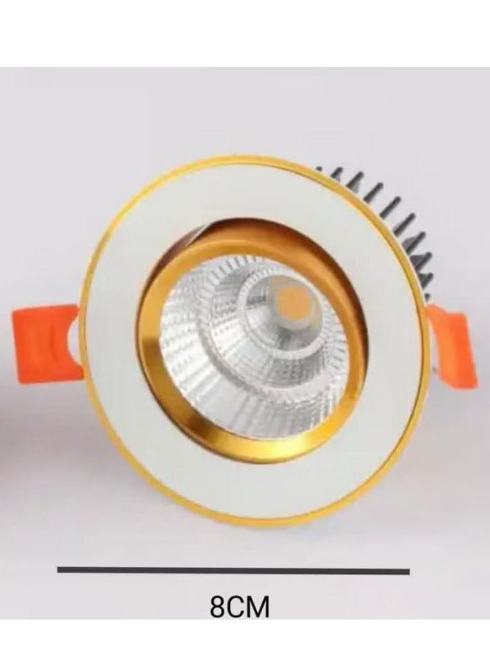Spotlight base size 7 cm 7 watt LED yellow light gold frame COB  - Image 4