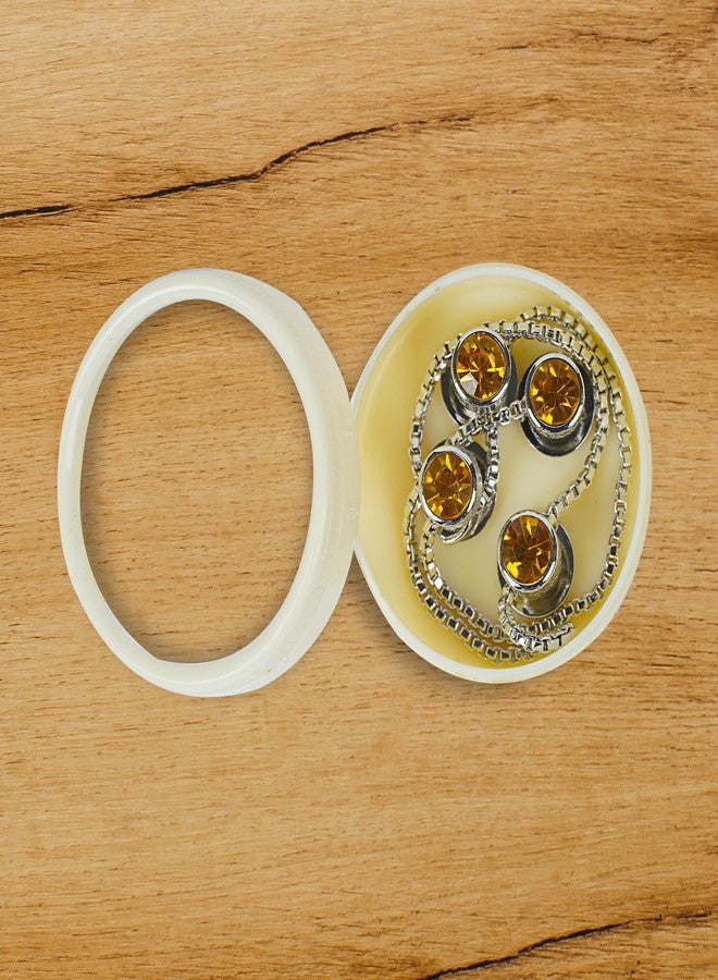Maskey Brass Body Gold Plated Rhodium Polished Luxury Designer Topaz Yellow Diamond Galaxy Gemstone Kurta Buttons for Men and Women - Image 2