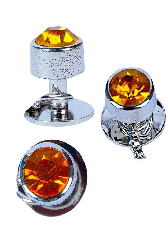Maskey Brass Body Gold Plated Rhodium Polished Luxury Designer Topaz Yellow Diamond Galaxy Gemstone Kurta Buttons for Men and Women - Image 4