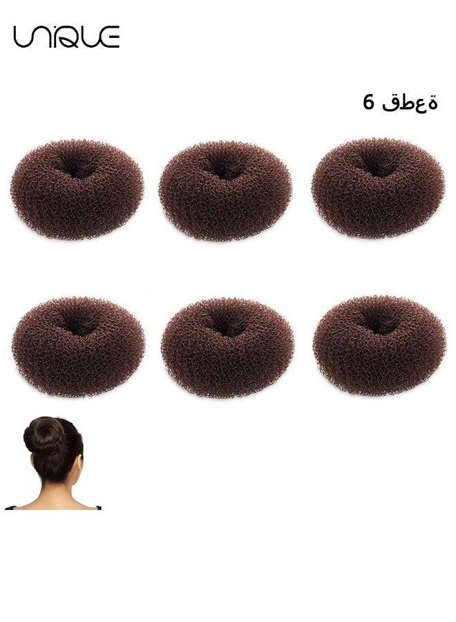 Unique 6 Pieces Kids Super Small Bun, Hair Donut Socks Bun Form for Girls, Mini Hair Donut Shaper for Short and Thinning Hair (Small Size 2.37", Dark Brown) - Image 1