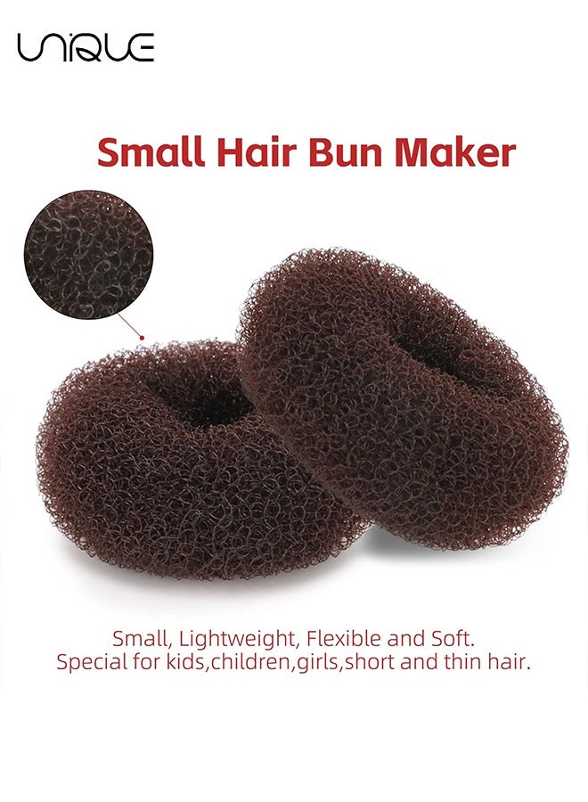 Unique 6 Pieces Kids Super Small Bun, Hair Donut Socks Bun Form for Girls, Mini Hair Donut Shaper for Short and Thinning Hair (Small Size 2.37", Dark Brown) - Image 3