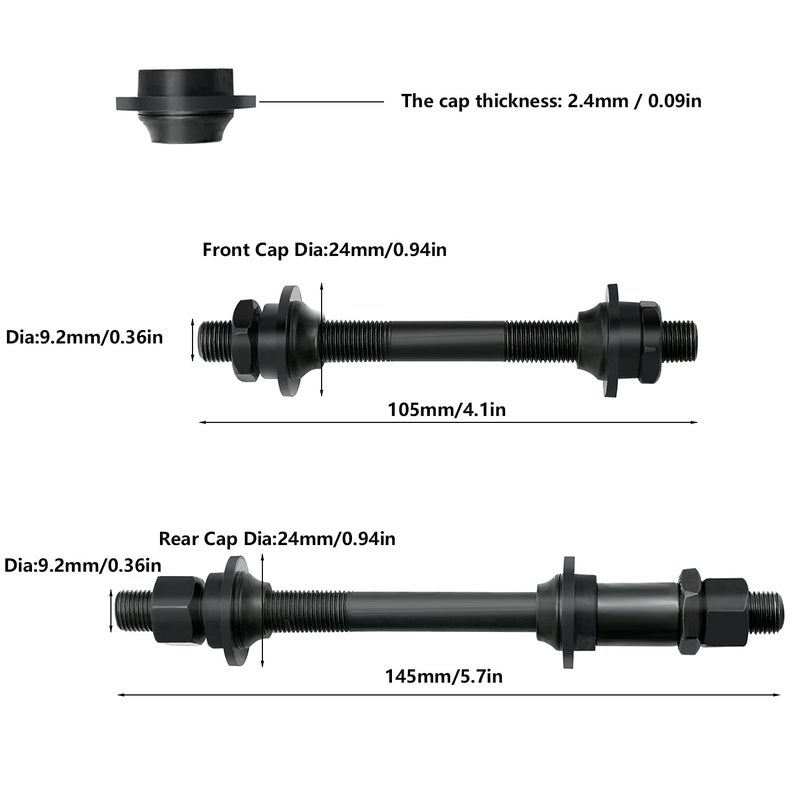 AiTuiTui 1 Pair Bike Quick Release Axle Skewer Bicycle Hub Parts, Front & Rear Axle Hollow Shaft Kit Replacement for Road Bike, Mountain Bike, MTB, BMX - Image 4