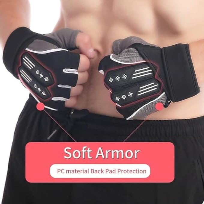 ريحني قفازات رفع الأثقال، قفازات رياضية سوداء مبطنة مع أحزمة معصم، حماية محسنة من القبضة لرفع الأثقال، تمارين الصالة الرياضية واستخدام معدات التدريب المنزلي - Image 5