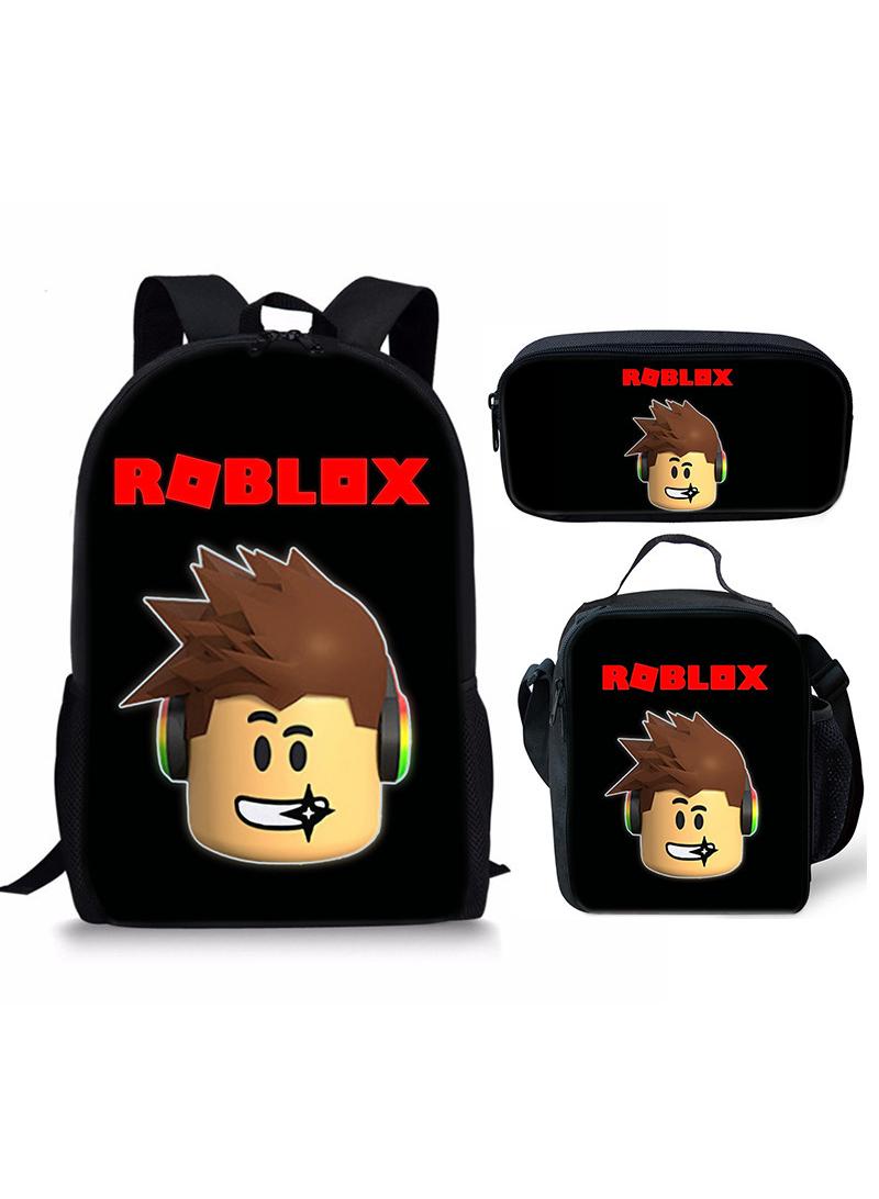 3 Pcs Set Roblox Bags Backpack School Bag Lunch Bag Pencil Case Anime Backpack Gaming Peripherals  - Image 1